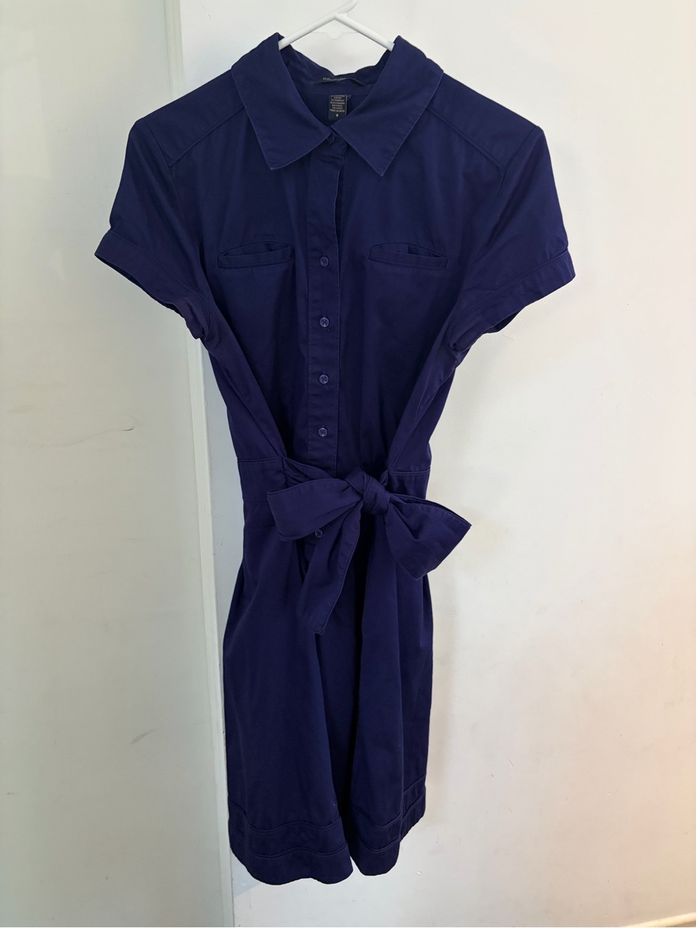 Banana Republic Navy Stretch Shirt Dress w/ Waist Tie – Size 8